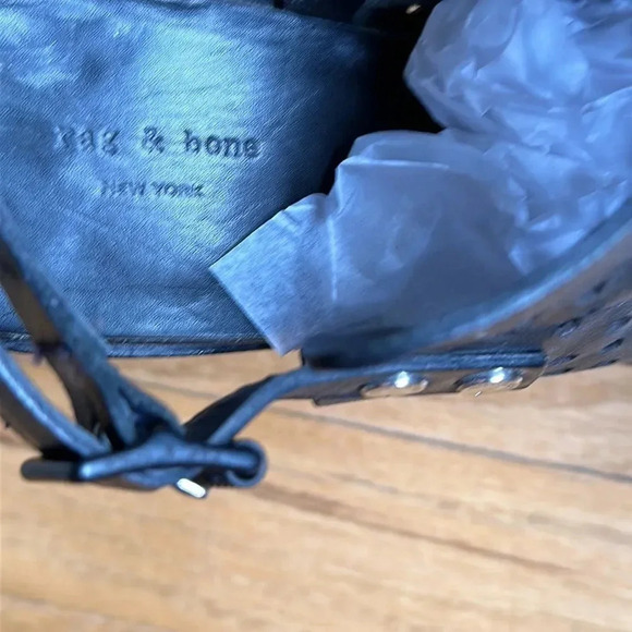 Rag & Bone NY black leather open toe heels side buckle great pre owned condition - Picture 10 of 10